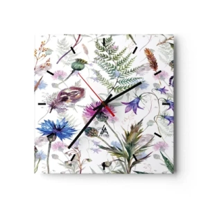 Wall clock - Clock on glass - Polish Herbs - 40x40 cm