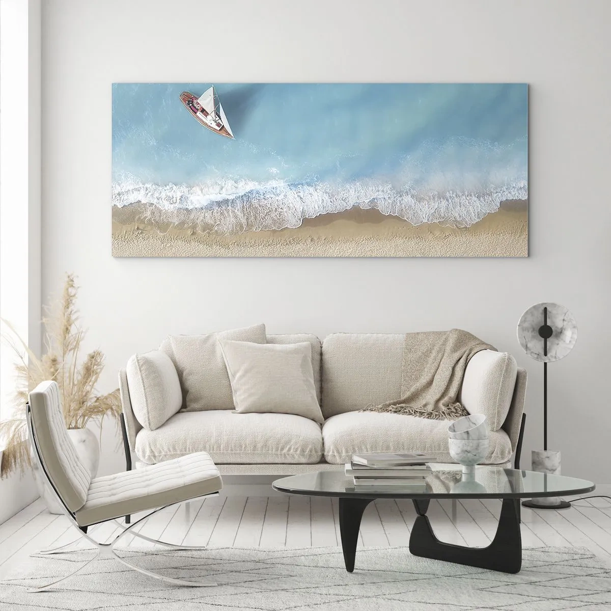 Glass picture - On the Border of Blue and Gold - 120x50 cm
