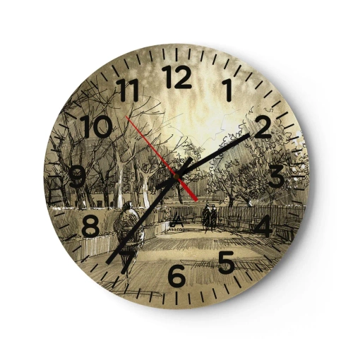 Wall clock - Clock on glass - Moment Stopped with a Feather - 30x30 cm