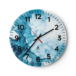 Wall clock - Clock on glass - Concert of Blue - 30x30 cm