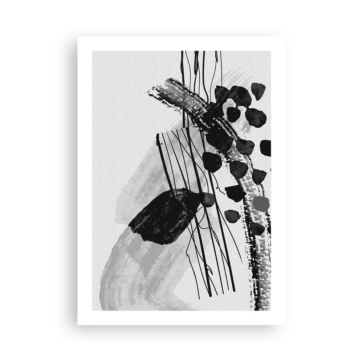 Poster - Black and White Organic Abstraction - 50x70 cm