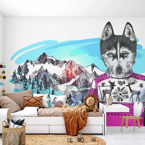 Photo Wallpaper Standard Eco - Wolf in Sheep's Skin - Abstraction, Wolf, For children - 250x175 cm