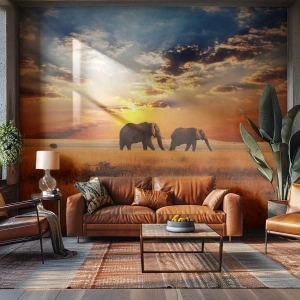 Self-Adhesive Photo Wallpaper Deluxe Sticker - Family Walk - Animals, Africa, Elephant - 200x140 cm