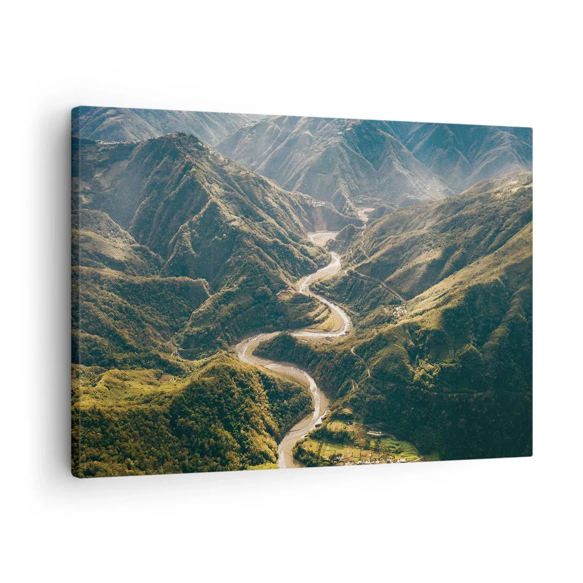 Canvas picture - A mountain landscape with a winding road among green hills - 70x50cm - Straight from the Heart of the Mountains - Modern wall decoration for the living room and bedroom ARTTOR