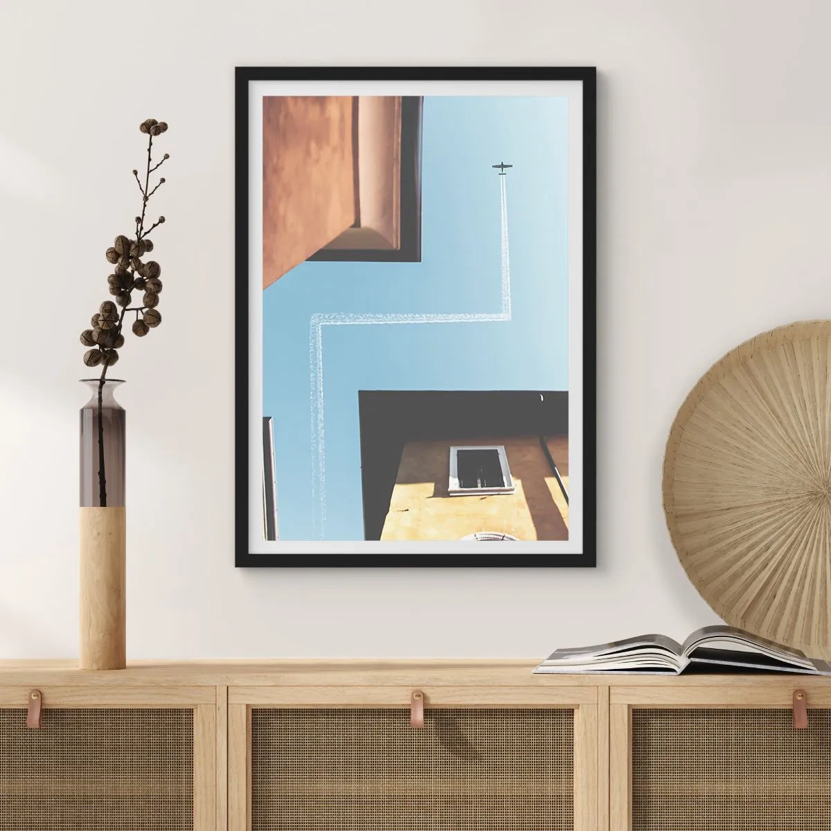 Poster in black frame - Above City Maze - 61x91 cm