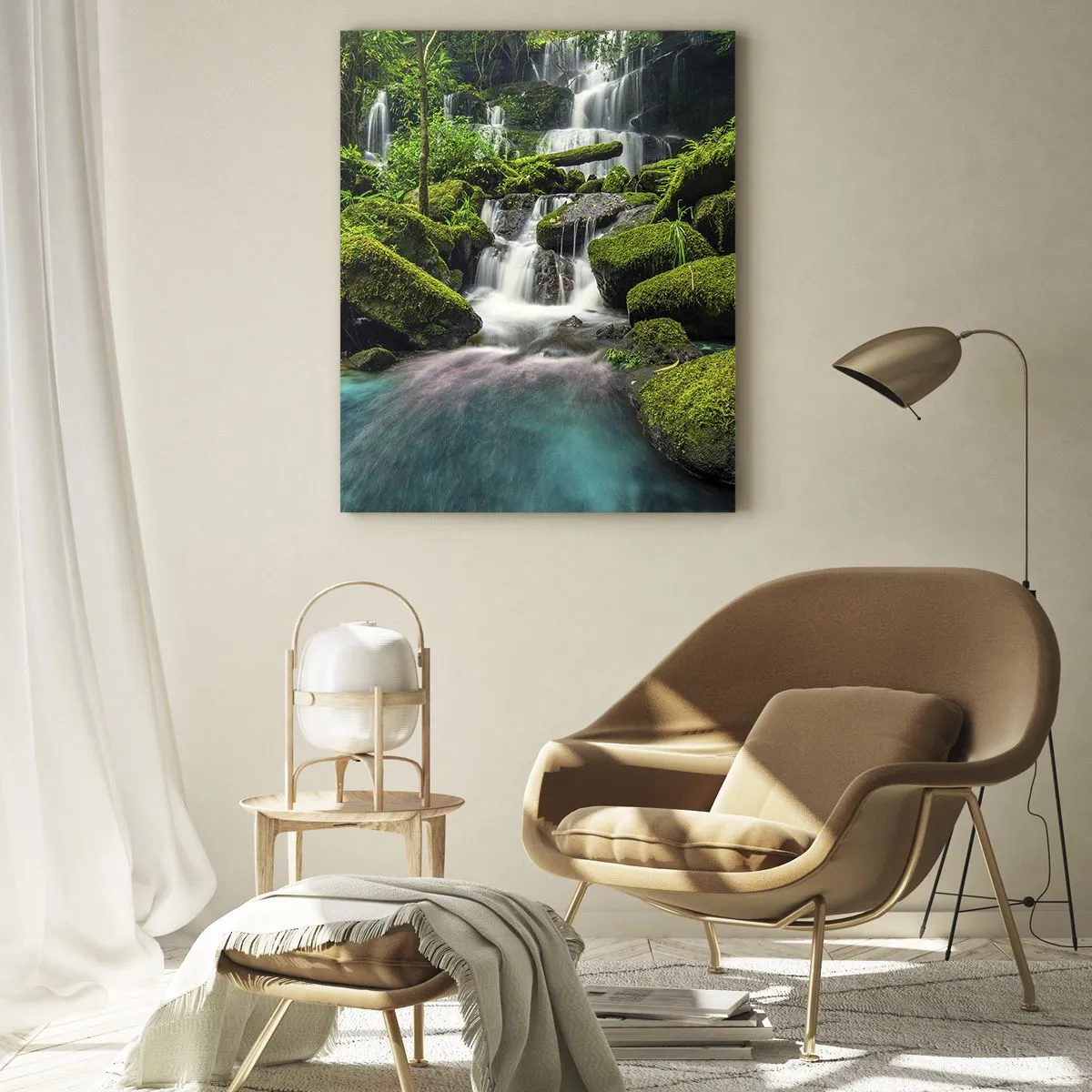 Glass picture - Turquoise, Sapphire and Silver - 50x70 cm