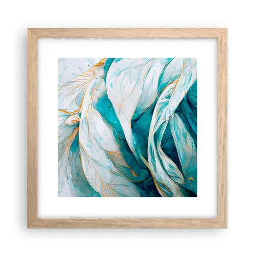 Poster in light oak frame - Blue Abstract with a Golden Motif - 30x30 cm