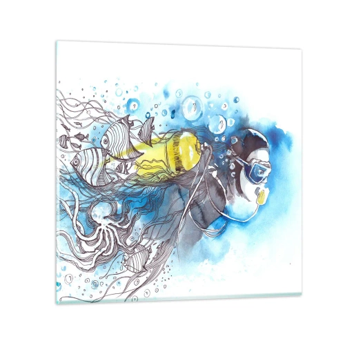 Glass picture - Big Blue - 30x30 cm