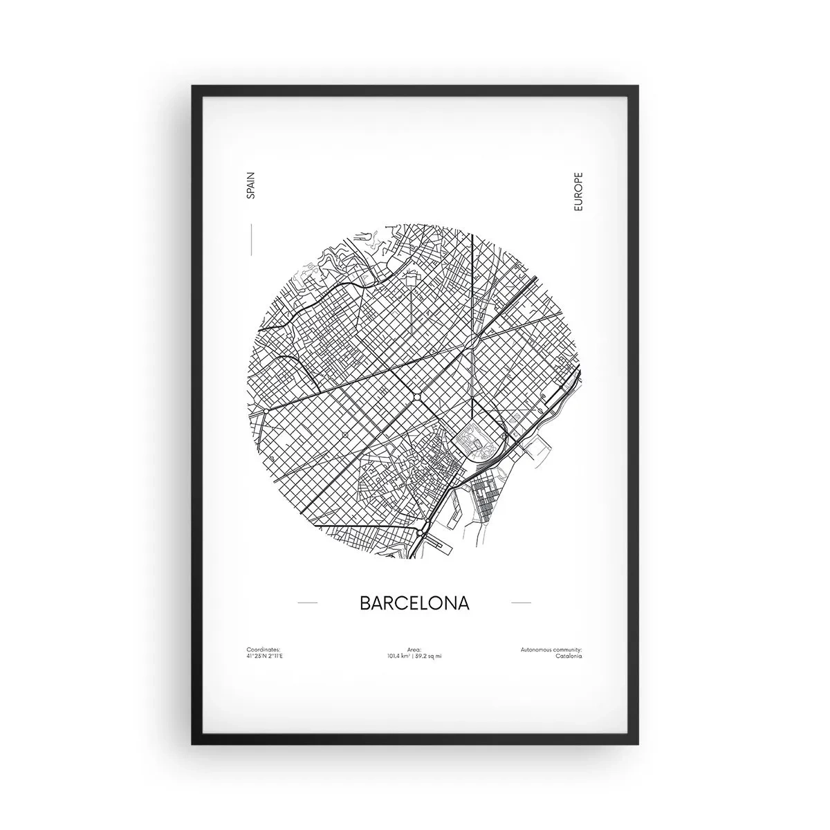 Poster in black frame - Anatomy of Barcelona - 61x91 cm