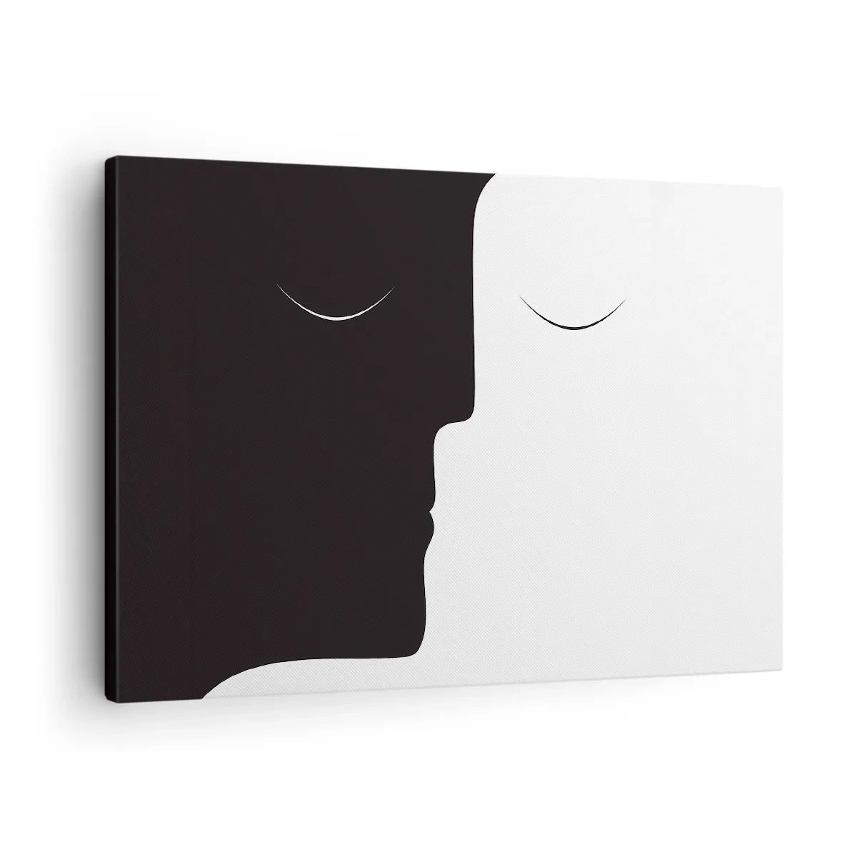 Canvas picture - A minimalist silhouette of two faces in contrasting colors. - 70x50cm - Unity of Opposites - Modern wall decoration for the living room and bedroom ARTTOR
