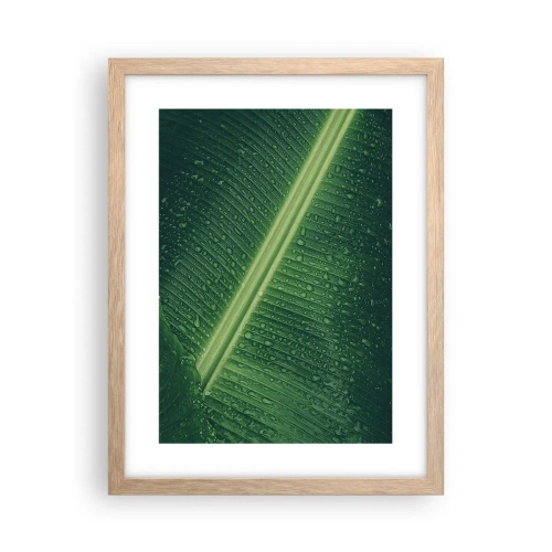 Poster in light oak frame - Structure of Green - 30x40 cm