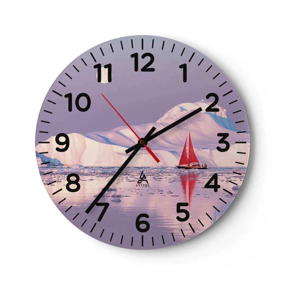 Wall clock - Clock on glass - Heat of the Sail, Cold of the Ice - 30x30 cm