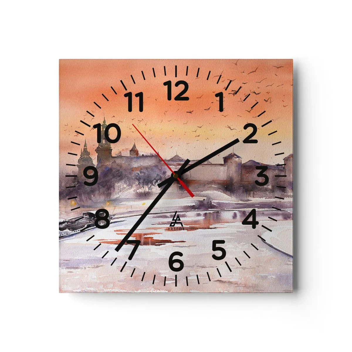 Wall clock - Clock on glass - Royal Sunset - 40x40 cm