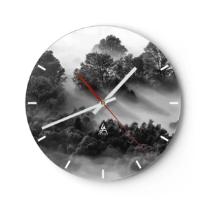 Wall clock - Clock on glass - Rising from a Sleep - 40x40 cm