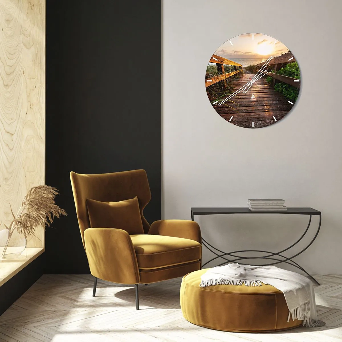 Wall clock - Clock on glass - Straigh to the Shore - 40x40 cm