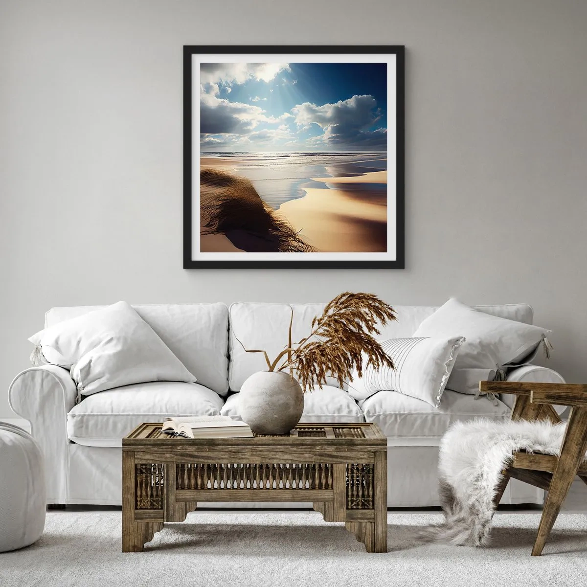 Poster in black frame - Beach, Wild Beach - 50x50 cm