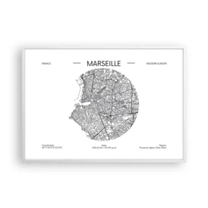 Poster in white frmae - Anatomy of Marseille - 100x70 cm