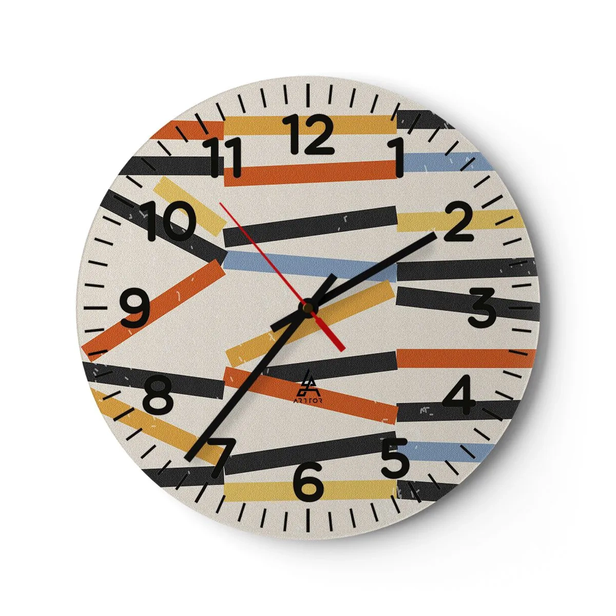 Wall clock - Clock on glass - Horizontal Composition - 30x30 cm