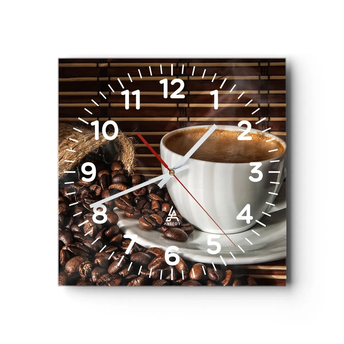 Wall clock - Clock on glass - Blackness of Coal, Clarity of Diamond - 30x30 cm