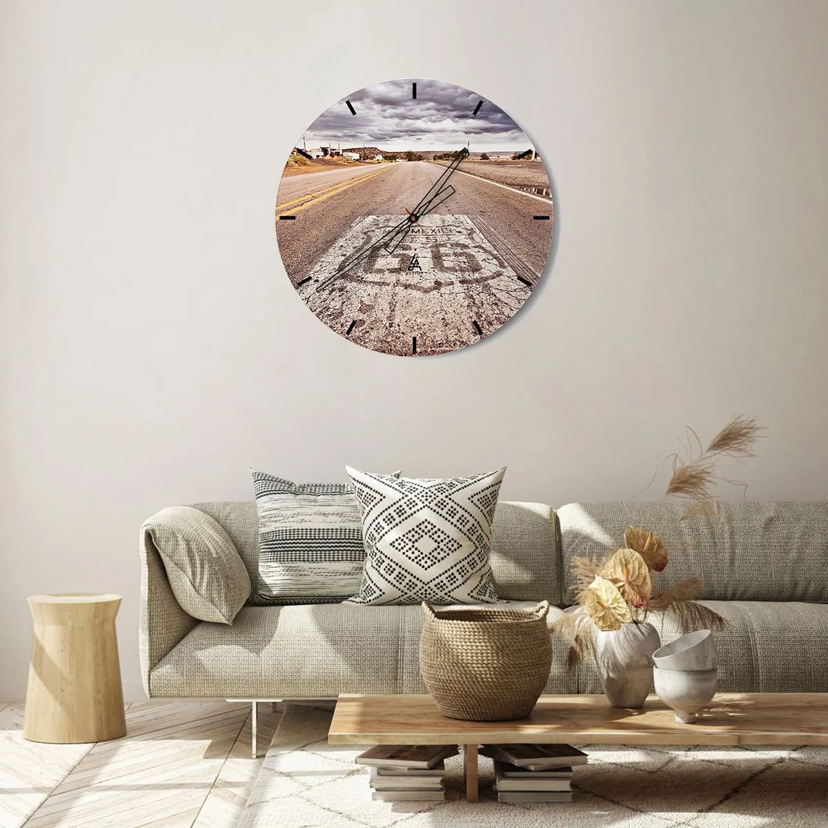 Wall clock - Clock on glass - Mother Road - American Legend - 40x40 cm