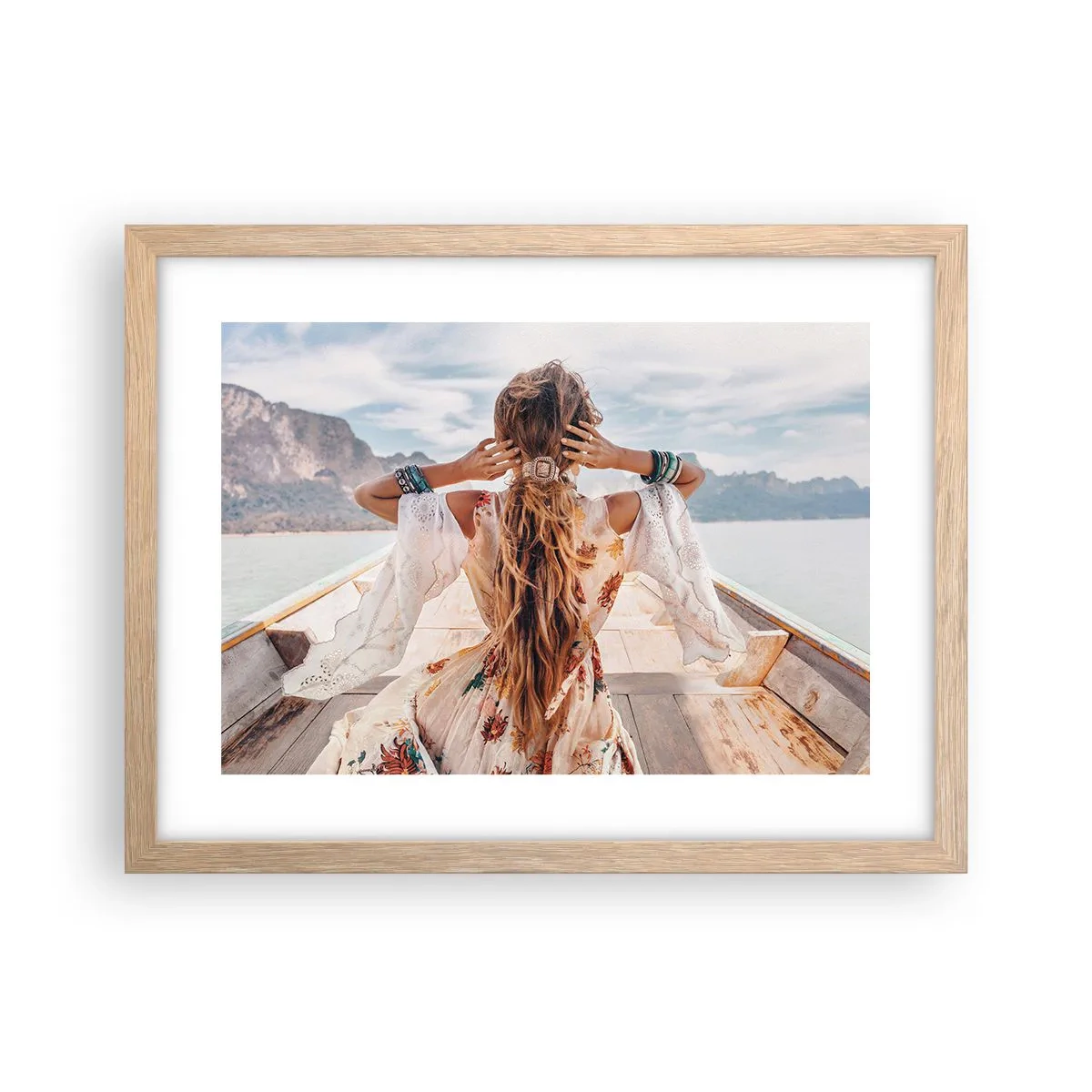 Poster in light oak frame - On the Way to Happiness - 40x30 cm