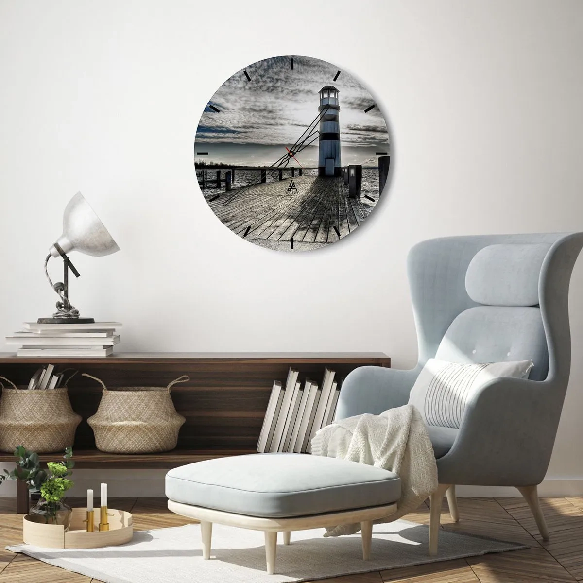 Wall clock - Clock on glass - Sailors, I am Waiting for You - 30x30 cm