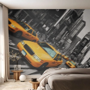 Photo Wallpaper Premium Sand - New York Sun Drops - City, Ney York, Taxi - 500x350 cm