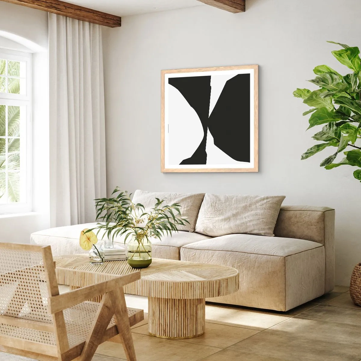 Poster in light oak frame - Positive - Negative - 40x40 cm