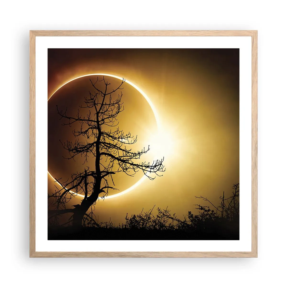 Poster in light oak frame - Total Eclipse - 60x60 cm
