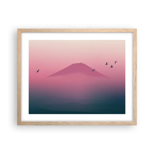Poster in light oak frame - Wanderers above Clouds - 50x40 cm