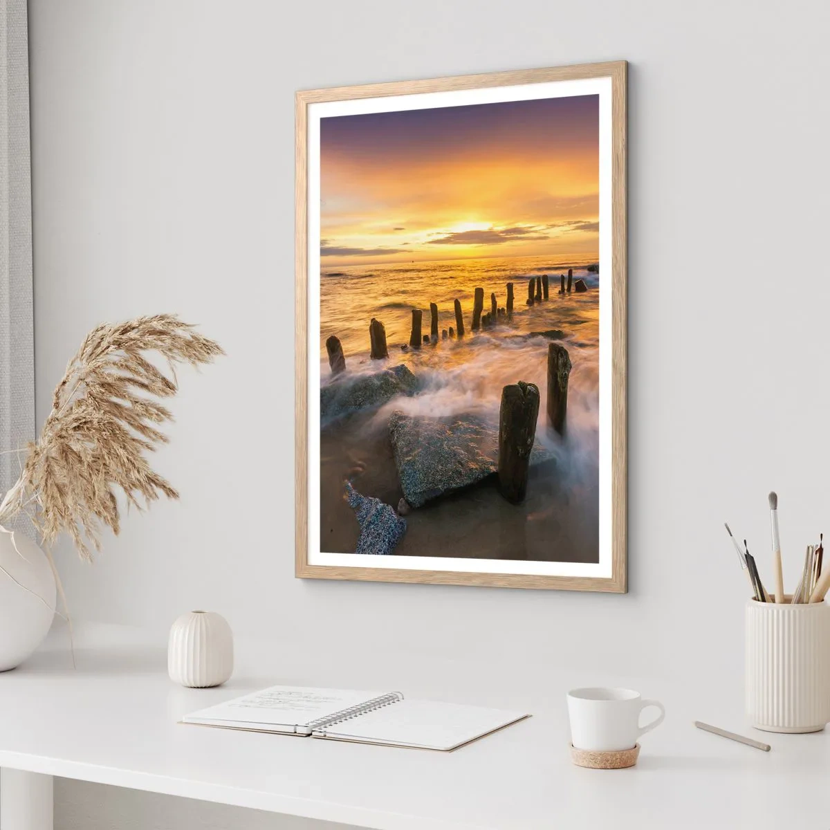 Poster in light oak frame - Raw Beauty of the Baltic Sea - 30x40 cm