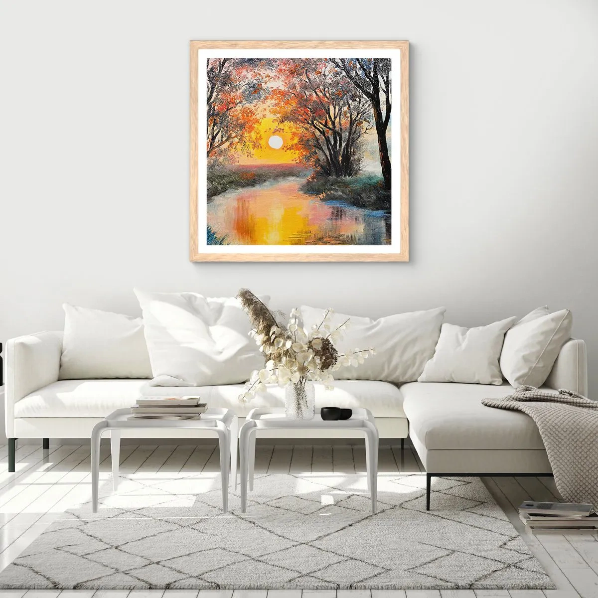 Poster in light oak frame - Autumn Impressions - 50x50 cm