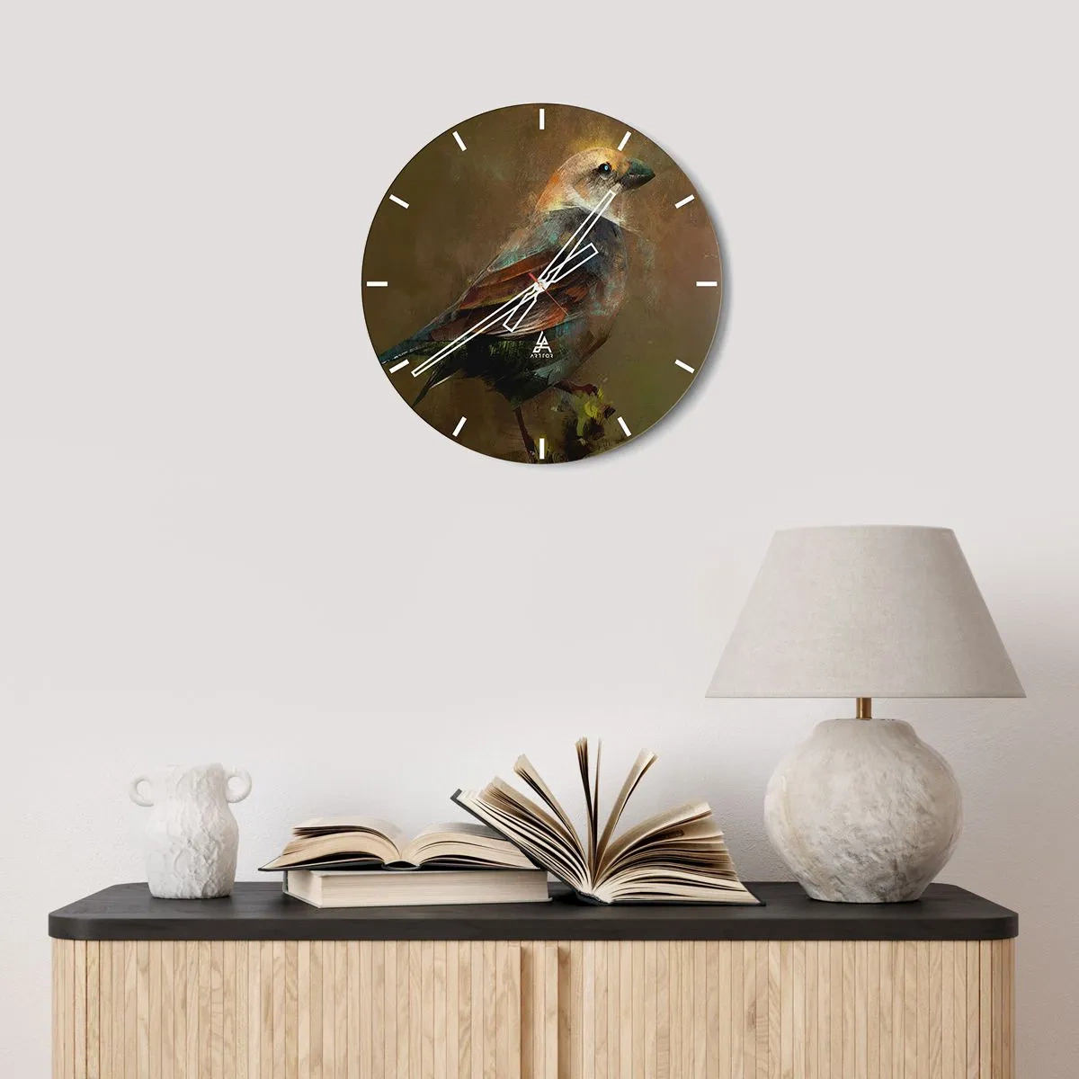 Wall clock - Clock on glass - Sparrow, a Little Birdy - 40x40 cm