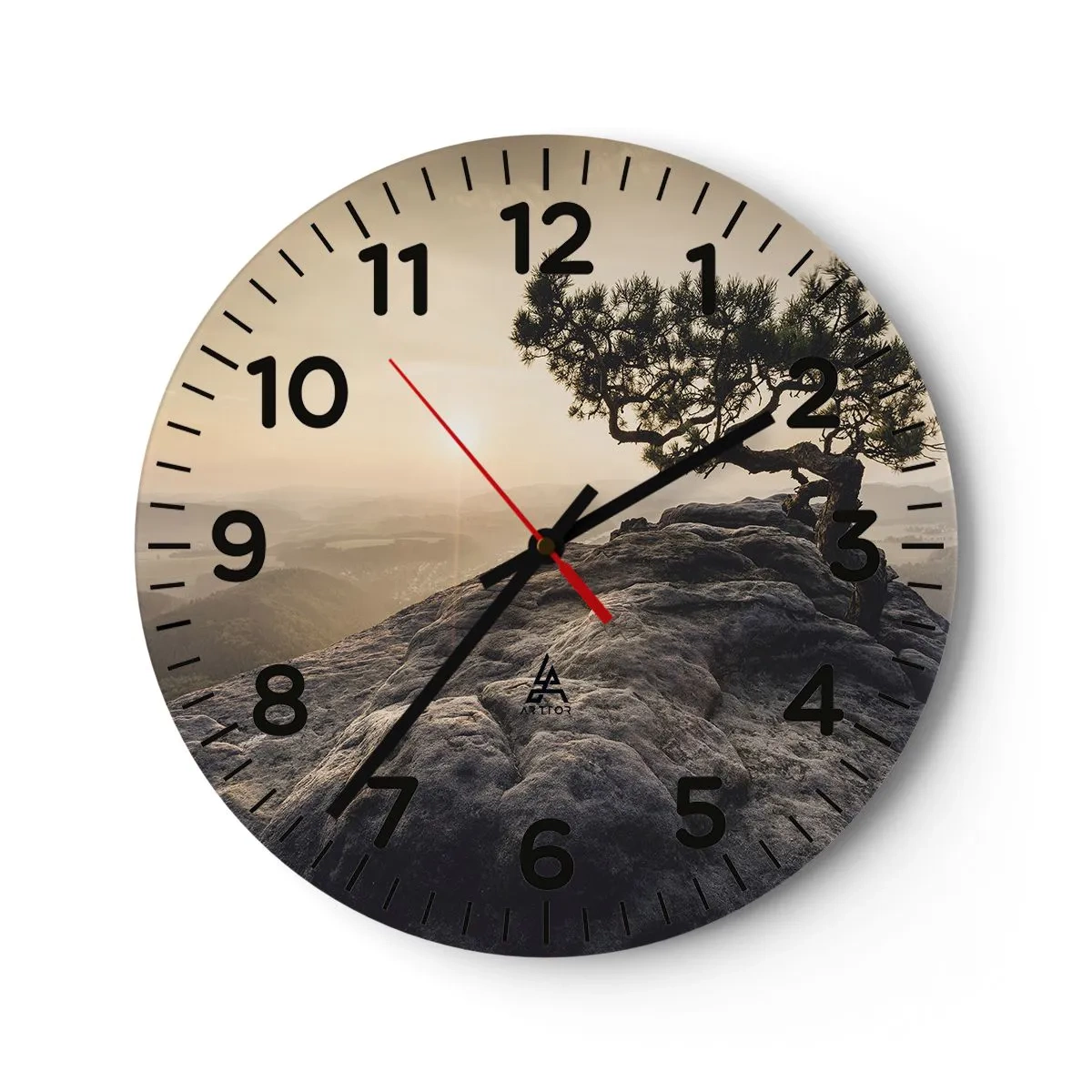 Wall clock - Clock on glass - Life Always Wins - 30x30 cm