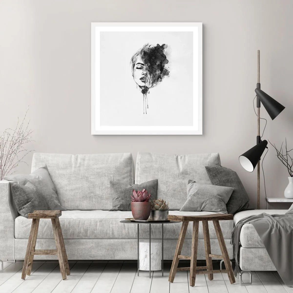 Poster in white frmae - What Does a Girl Dream about? - 60x60 cm