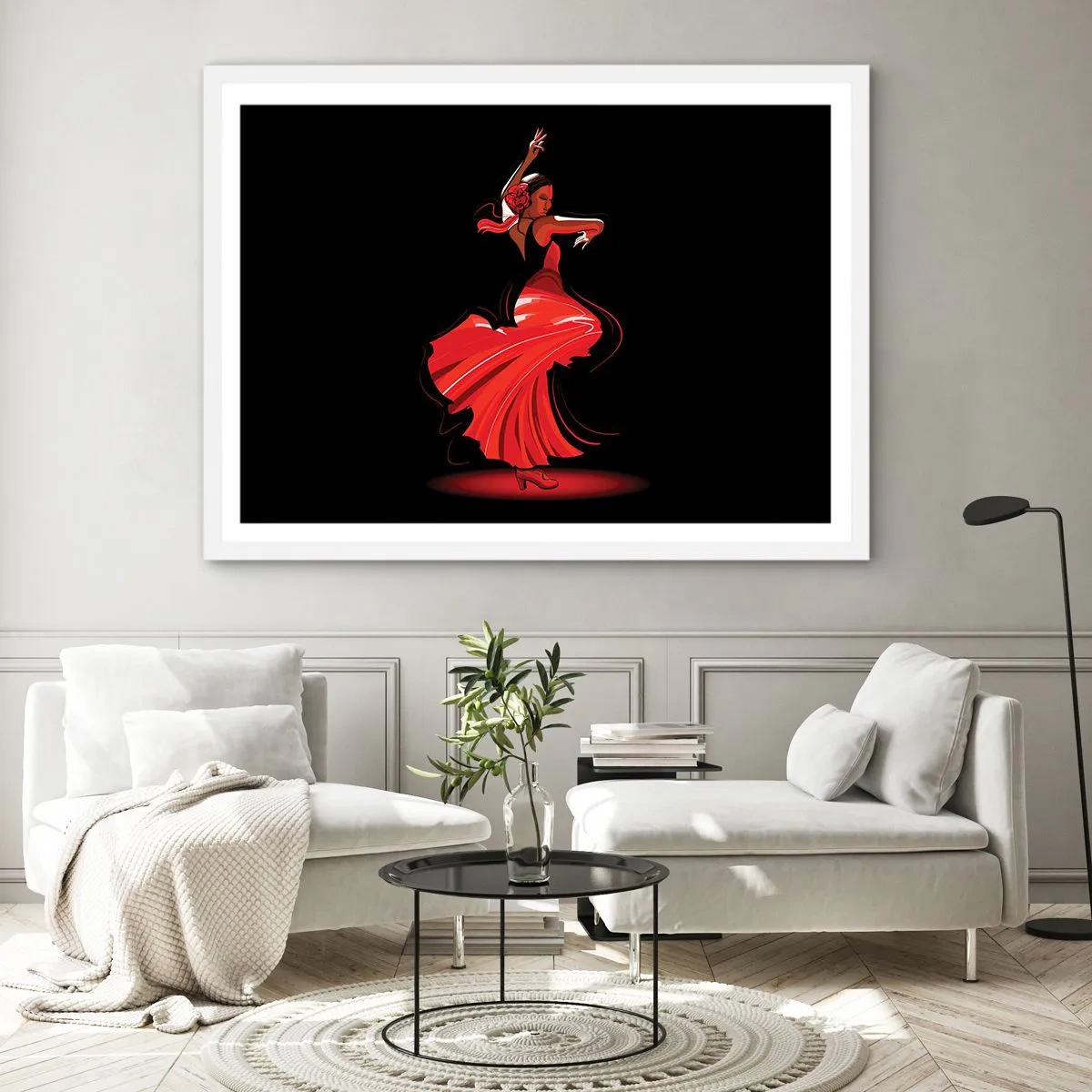 Poster in white frmae - Fiery Spirit of Flamenco - 70x50 cm