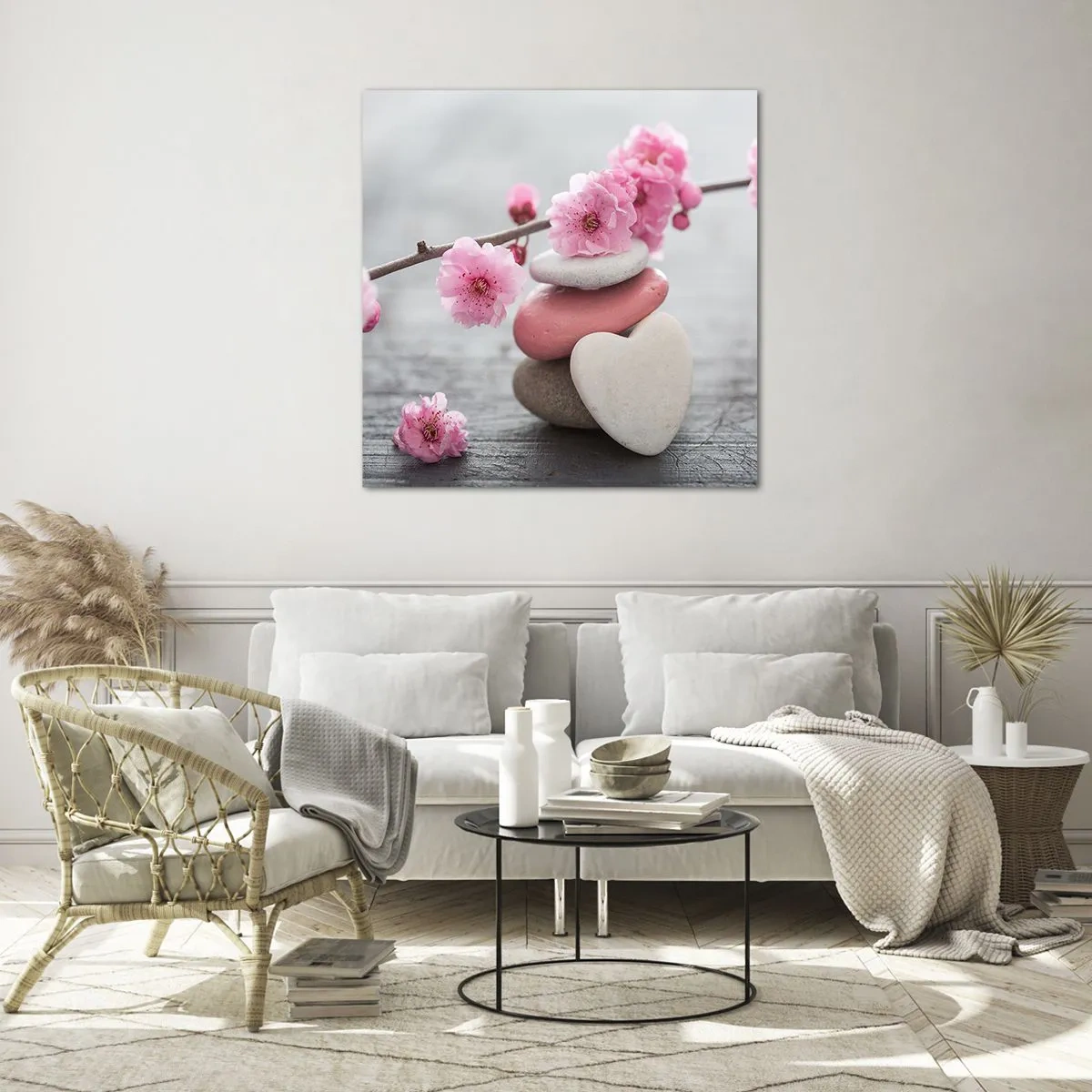 Glass picture - Bliss with Cherry Blossom - 60x60 cm