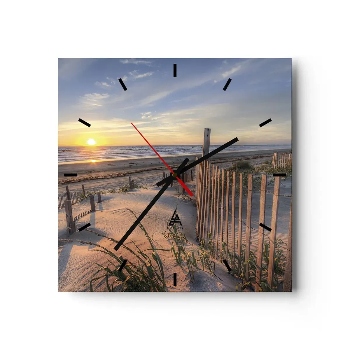 Wall clock - Clock on glass - Light and Shade of the Wind - 30x30 cm
