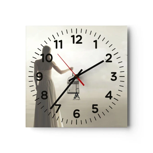 Wall clock - Clock on glass - Be Free - 40x40 cm