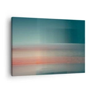 Canvas picture - A sunset in pastel shades over a calm horizon - 70x50cm - Abstract: Light Waves - Modern wall decoration for the living room and bedroom ARTTOR