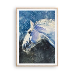 Poster in light oak frame - Portrait in Blue Light - 70x100 cm