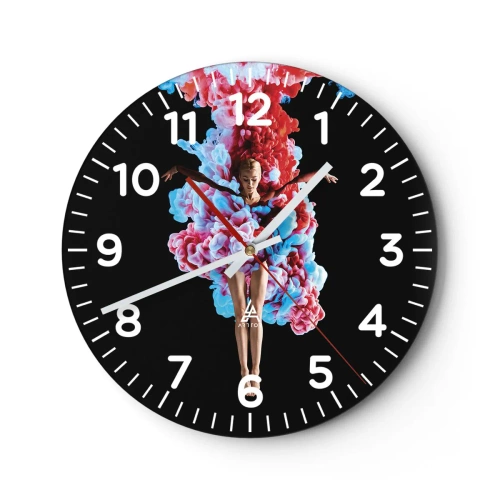 Wall clock - Clock on glass - In Full Bloom - 30x30 cm