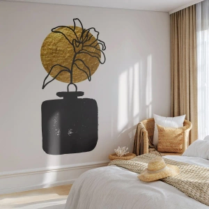 Custom Wallpaper Premium Canvas - Beauty Precious as Gold - Vase, Flowers, Minimalism