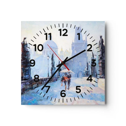 Wall clock - Clock on glass - Rain Enchanted Us - 30x30 cm