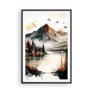 Poster in black frame - Golden Autumn in the Mountains - 61x91 cm