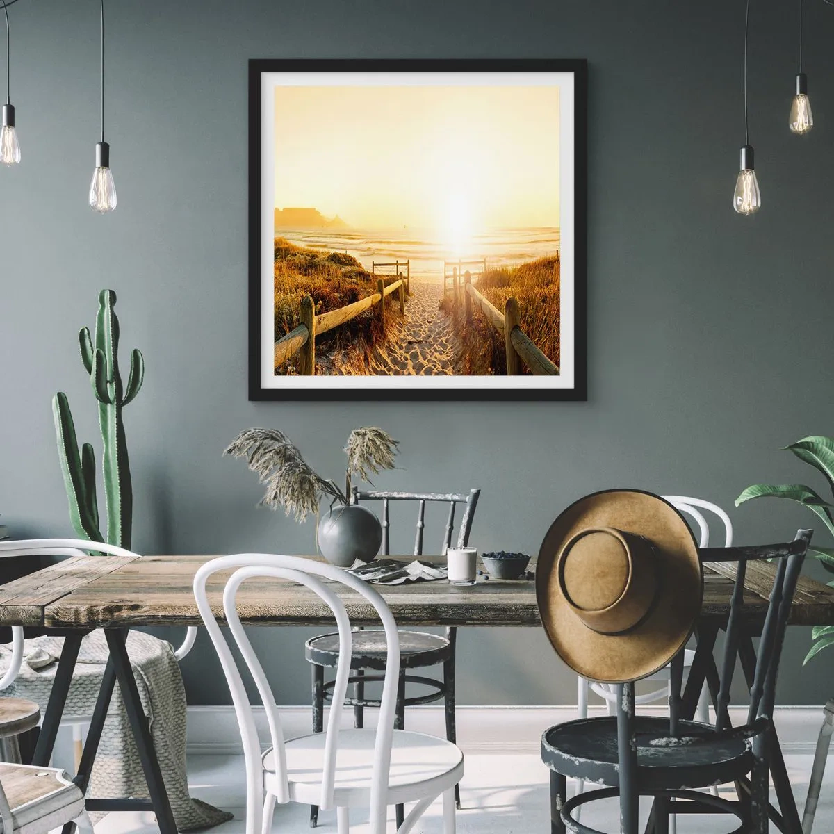 Poster in black frame - Through the Dune, Towards the Sun - 40x40 cm