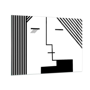 Glass picture - A graphic take on a kiss in a minimalist style - 70x50cm - Simply a Kiss - Modern wall decoration for the living room and bedroom ARTTOR