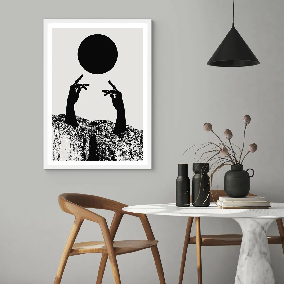 Poster in white frmae - Surrealistic Composition: Sun and the Rest - 50x70 cm