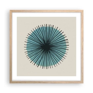 Poster in light oak frame - Rays on Blue - 50x50 cm
