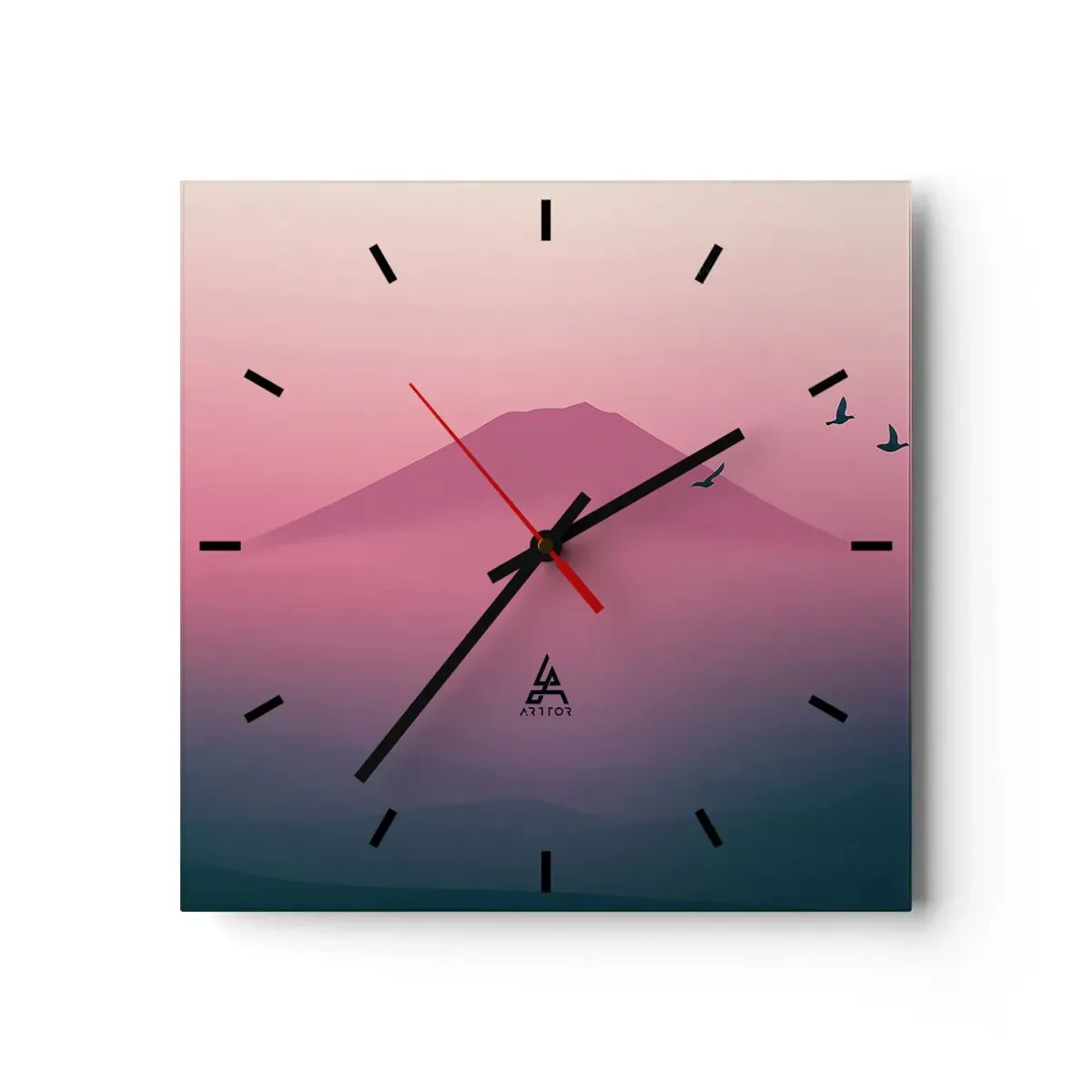 Wall clock - Clock on glass - Wanderers above Clouds - 40x40 cm